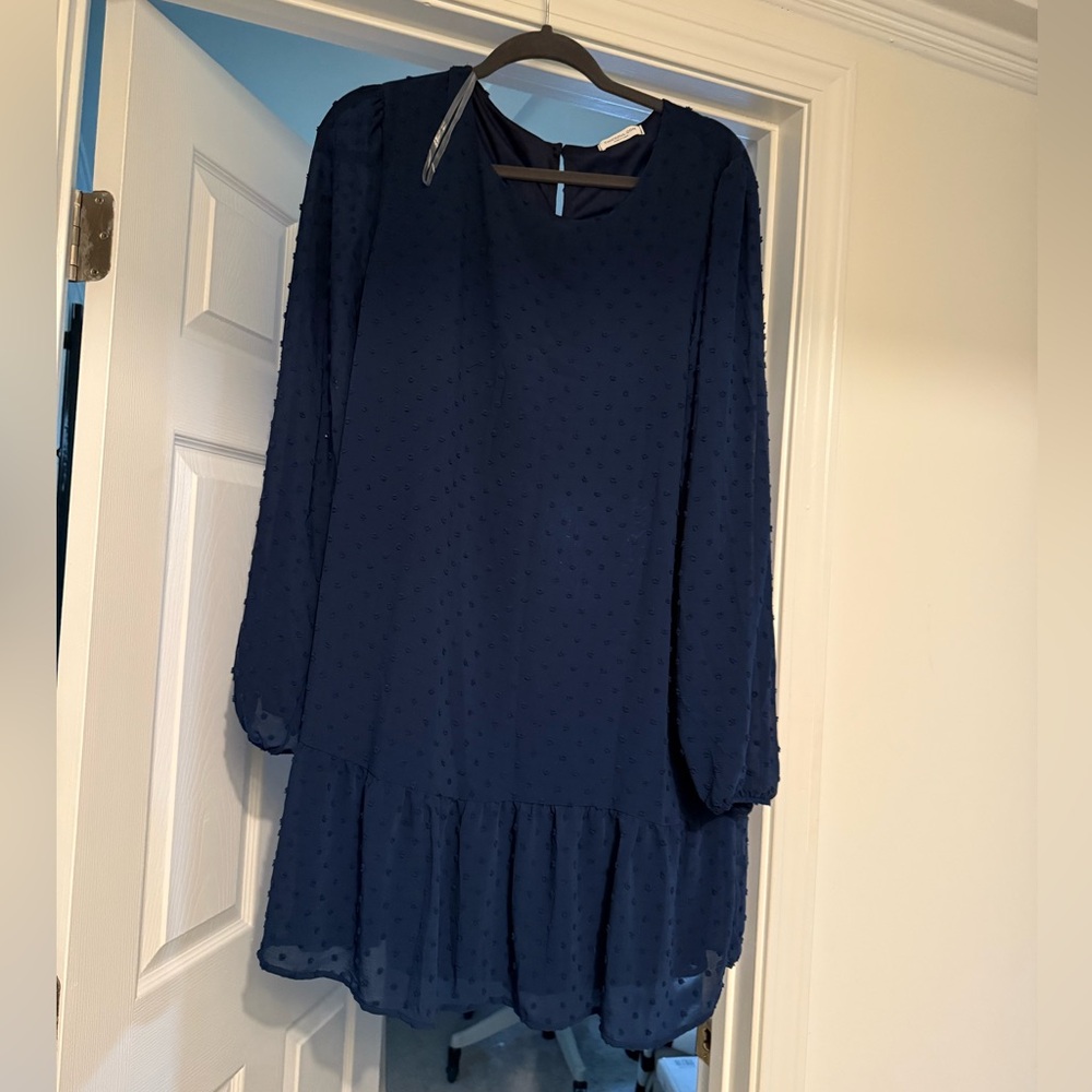 Long sleeve navy dress